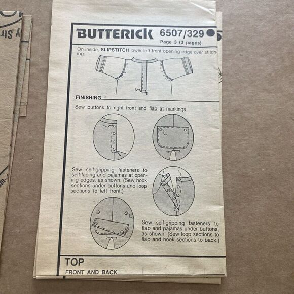 BUTTERICK CABBAGE PATCH KIDS DOLL CLOTHES SEWING PATTERN PJS NIGHTGOWN UNCUT - Picture 4 of 5